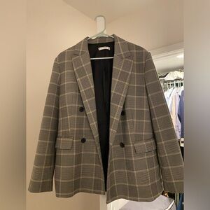 Mango checked blazer black/white size 8